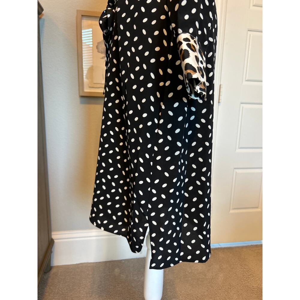 ROSSO35 | 100% Silk Polka Dot Animal Print Belted Dress | 46 (US 12) - Picture 8 of 12